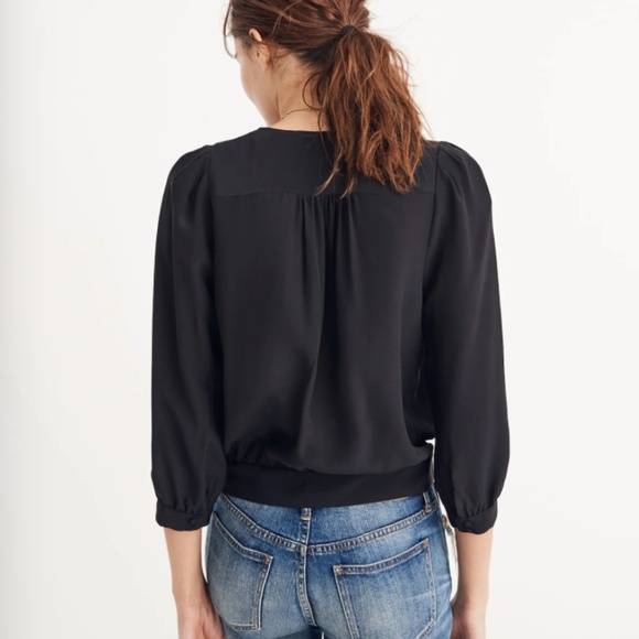 NWT Madewell Wrap Cropped Top | Black | Silk | Size XL - Picture 3 of 10